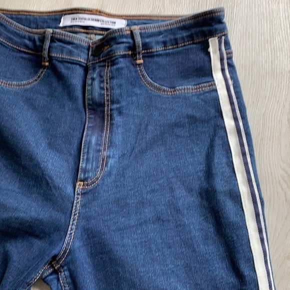 Zara High Rise Side Stripe Skinny Jeans Dark Wash size 10 - Picture 12 of 15